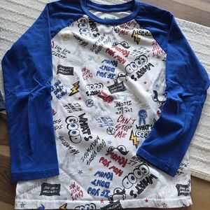 Garanimals Blue and White Graphic Long Sleeve Tee